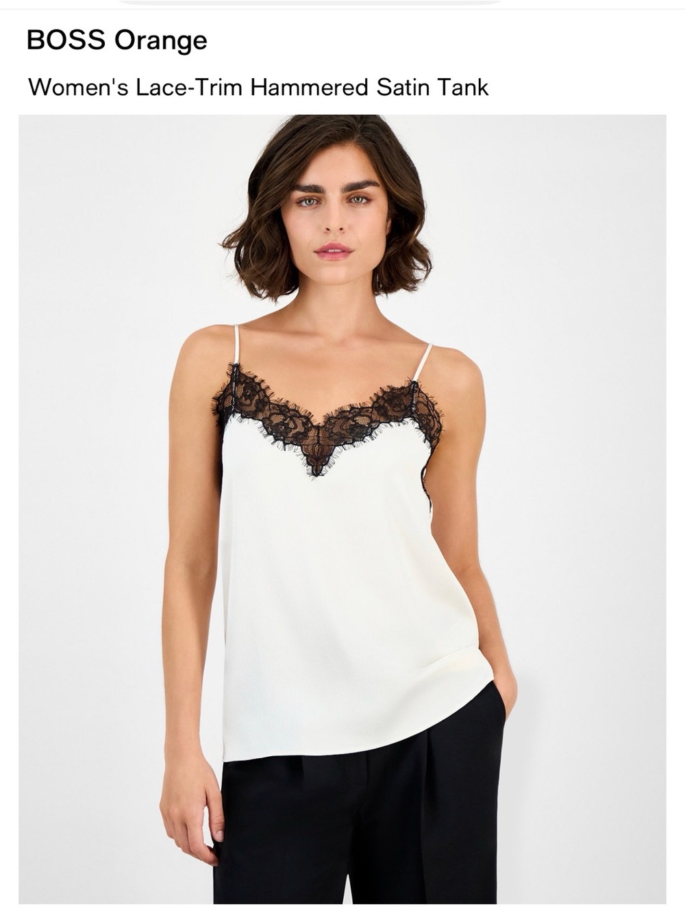 BOSS ORANGE Women's Lace-Trim Hammered Satin Tank